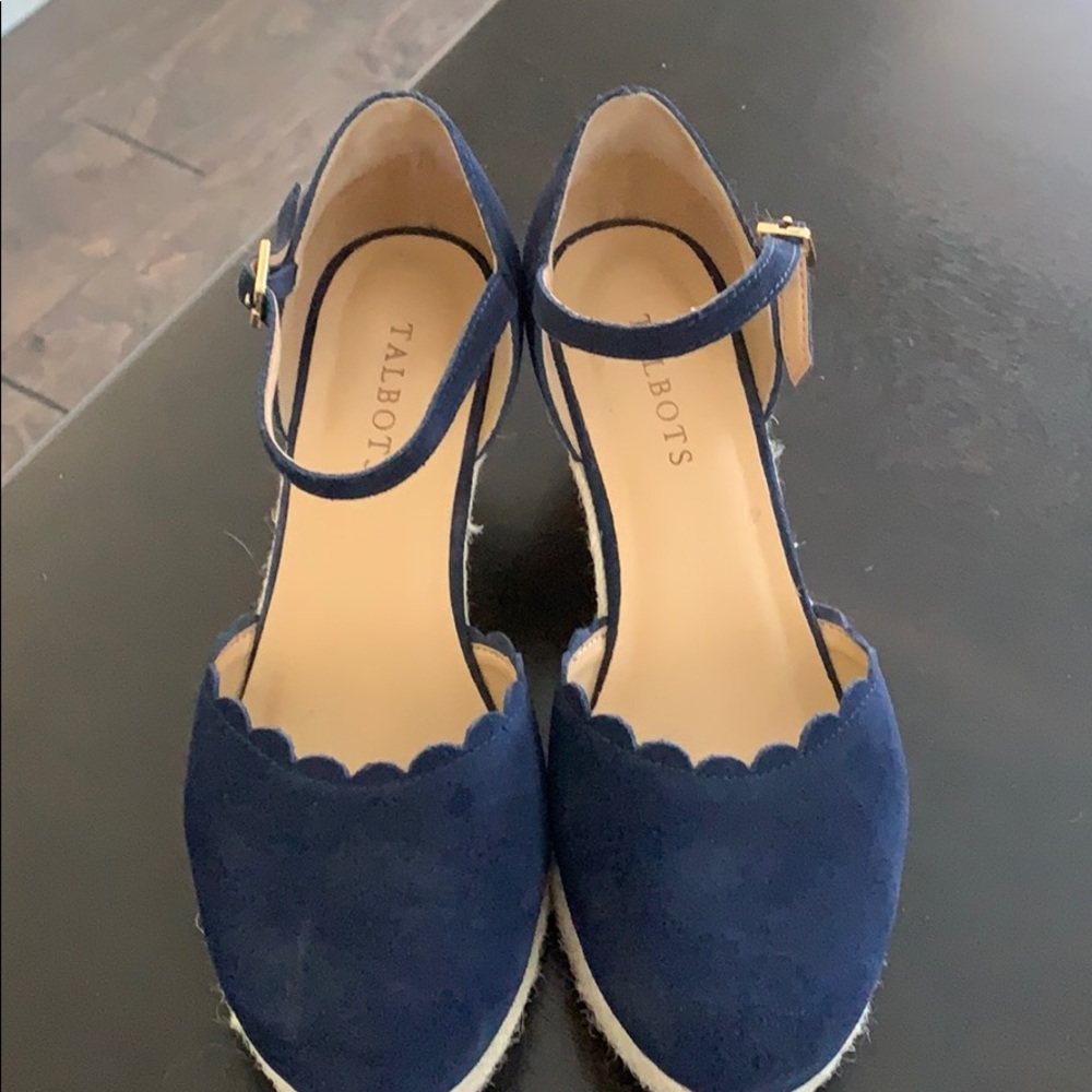 Talbots navy suede wedges like new $18